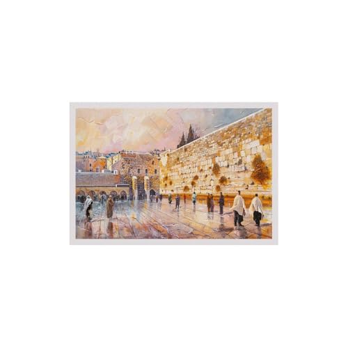 Aikoro Sunset Western Wall in Jerusalem Canvas Kotel Print Painting Watercolor Style Framed Poster Picture for Living Room Wall Decor
